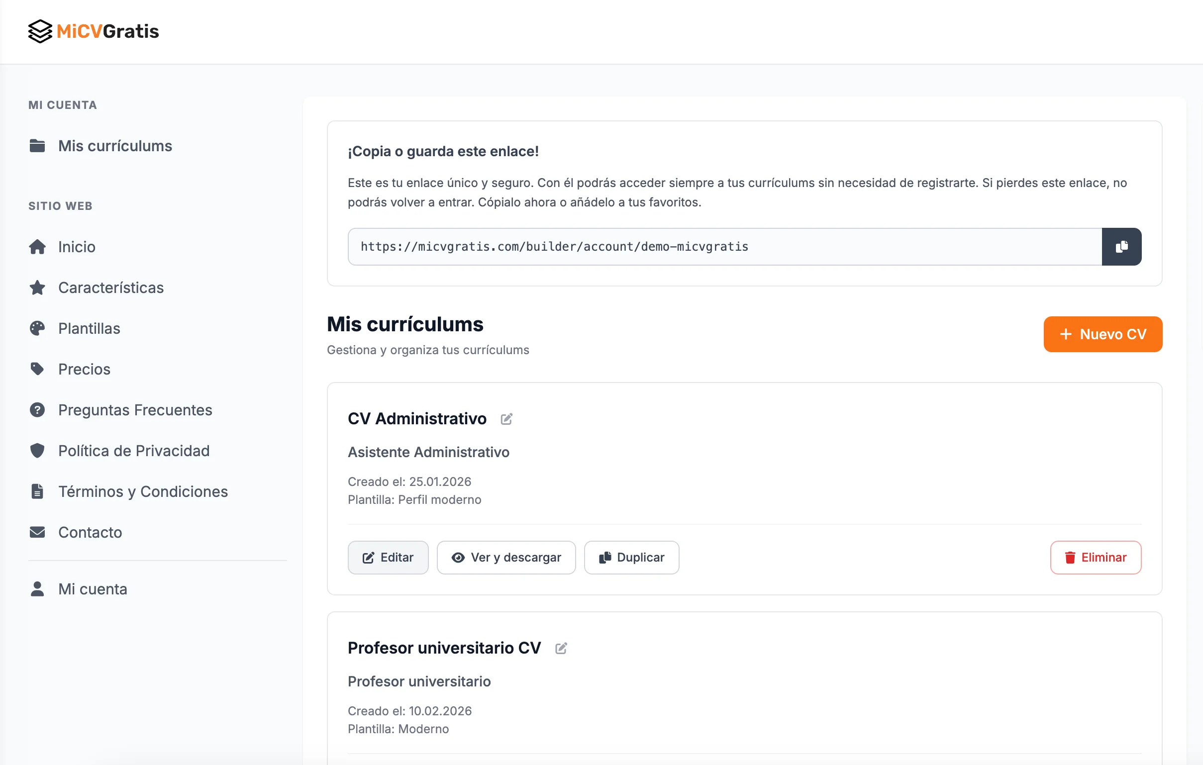 Enlace único y seguro