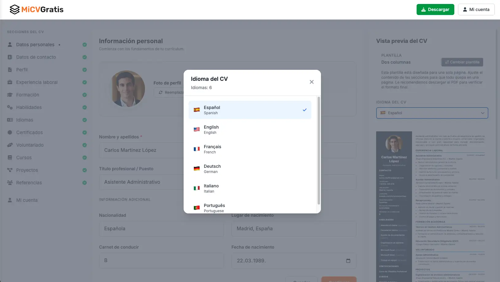 Información personal