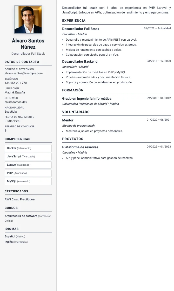 Profesional con barra lateral gris