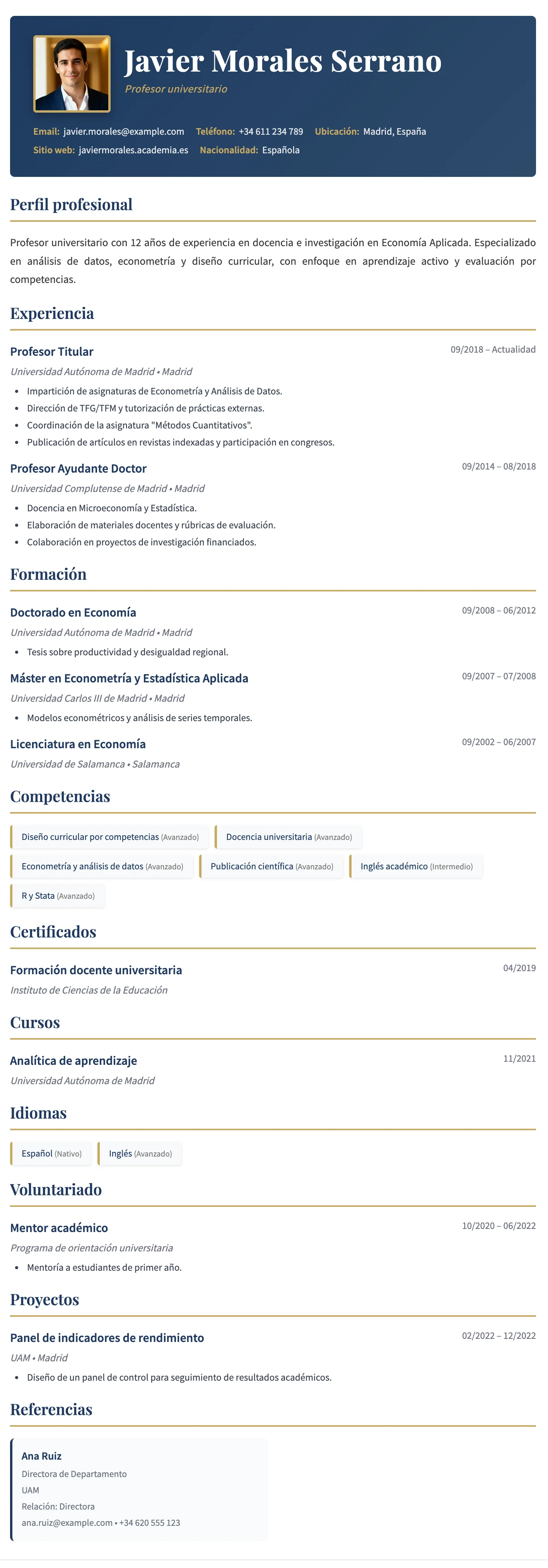 Profesional de una columna