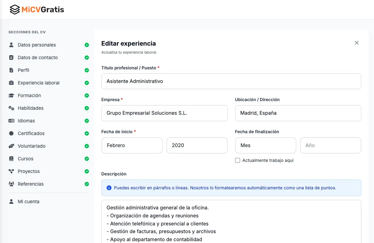 Crear currículum vitae online paso a paso